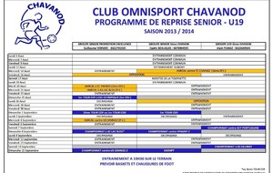 Programme de reprise pour les séniors et U19