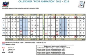 CALENDRIER &quot;FOOT ANIMATION&quot; 2015 - 2016