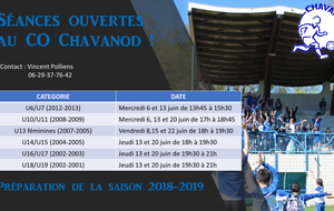 SEANCES D'ESSAIS POUR LA SAISON 2018-2019
