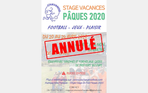 Stage vacances annulé !