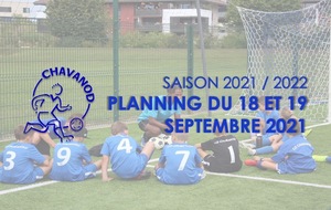 Planning du 18 et 19 septembre !