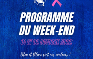 01 ET 02 OCTOBRE : Programme du week-end !