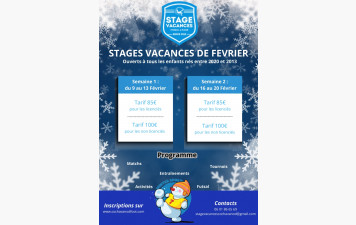 STAGES VACANCES HIVER 2026 : OUVERTURE DES INSCRIPTIONS