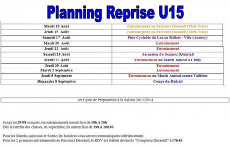 Planning Reprise U15