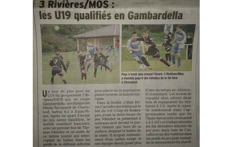 U19 - Coupe GAMBARDELLA : L' aventure se termine en Isère.