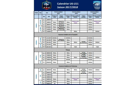 Calendrier général du Foot Animation