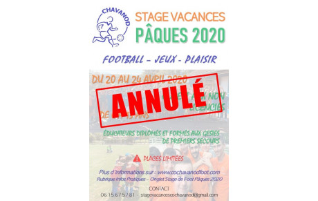 Stage vacances annulé !
