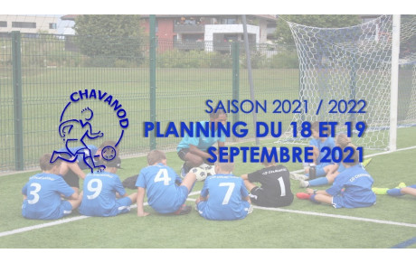 Planning du 18 et 19 septembre !