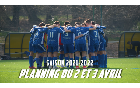 Planning du 2 et 3 avril 2022 !