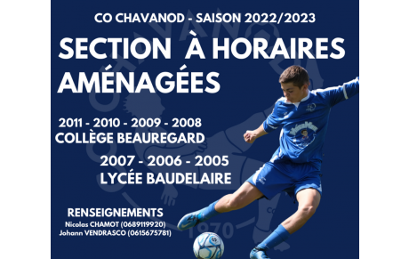 Saison 2022-2023 : Développement de la section à horaires aménagées !