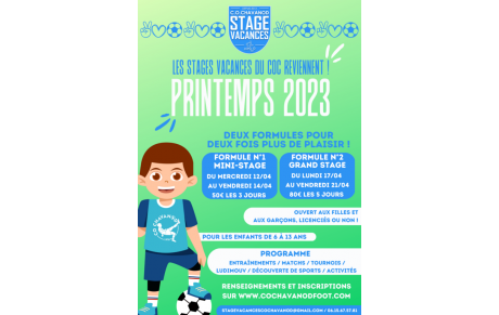 DERNIERES PLACES DISPONIBLES.....STAGE VACANCES EN VUE